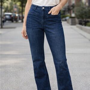 Maeve Anthropologie Jeans Sz 29 Dark Wash Straight Leg Mid Rise Denim